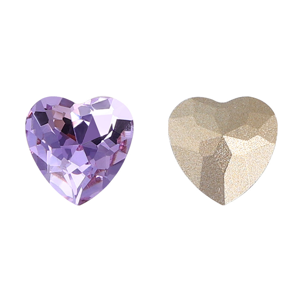 Violet Heart Shape High Quality Glass Pointed Back Fancy Rhinestones