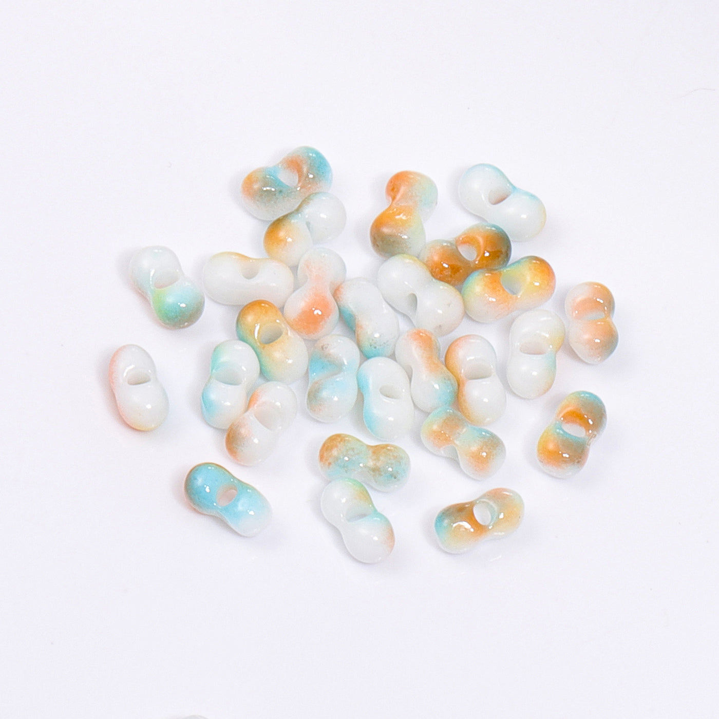 RNB005 Rainbow Effect Peanut Beads Shape Glass Seed Beads