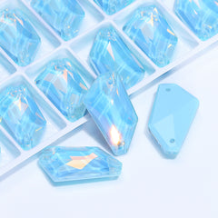 Aquamarine AM De-Art Shape High Quality Glass Sew-on Rhinestones