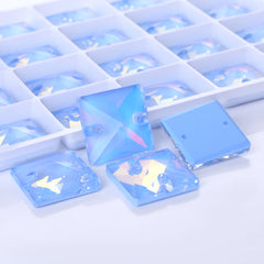 Light Sapphire AM Square Shape High Quality Glass Sew-on Rhinestones