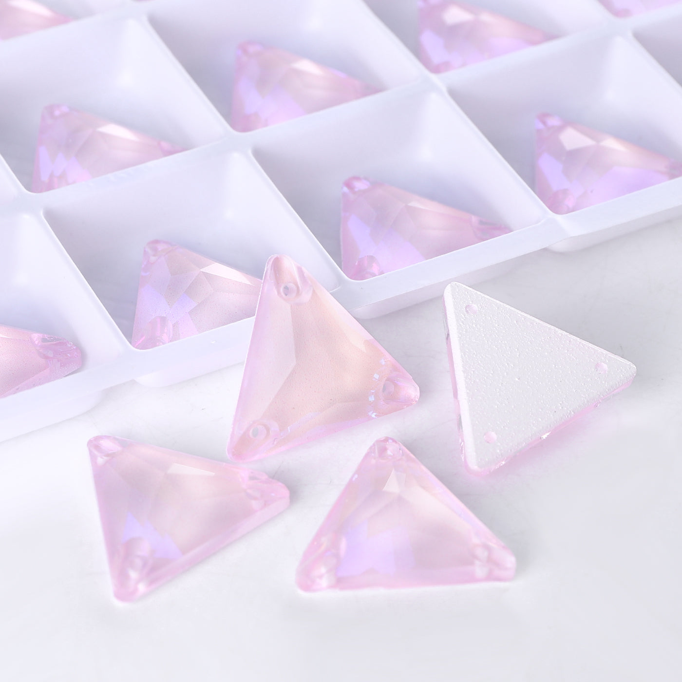 Electric Neon Light Rose Triangle Shape High Quality Glass Sew-on Rhinestones