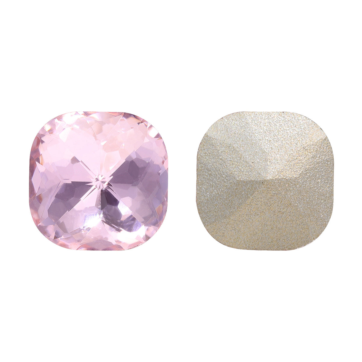 Light Rose Dome Cushion Square Shape High Quality Glass Pointed Back Fancy Rhinestones