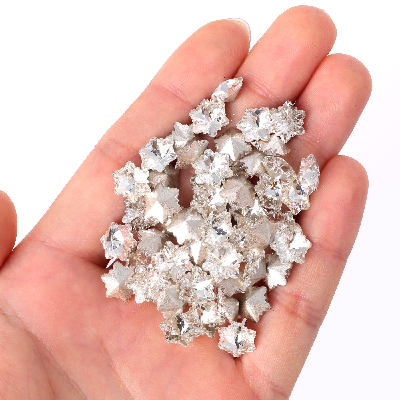 Crystal Snowflake Shape Glass Pointed Back Fancy Rhinestones