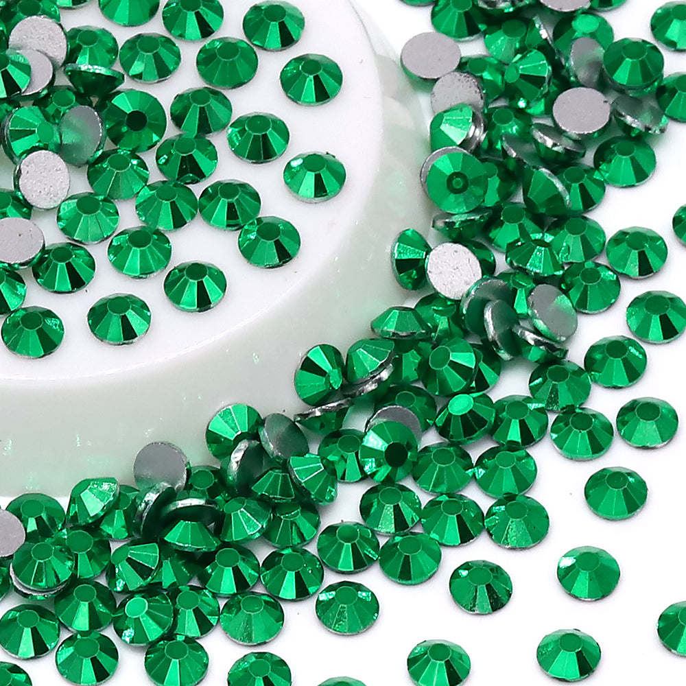 Metallic Imperial Green Glass FlatBack Rhinestones Silver Back WholesaleRhinestone