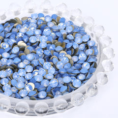 Blue Opal Glass Flat Back Glue-On Rhinestones 16 Cut Facets WholesaleRhinestone