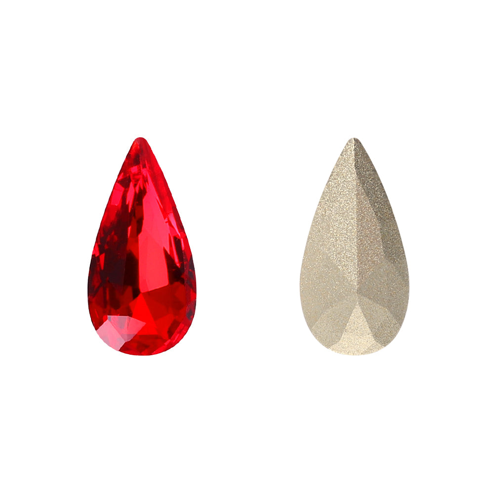 Light Siam Teardrop Shape High Quality Glass Pointed Back Fancy Rhinestones