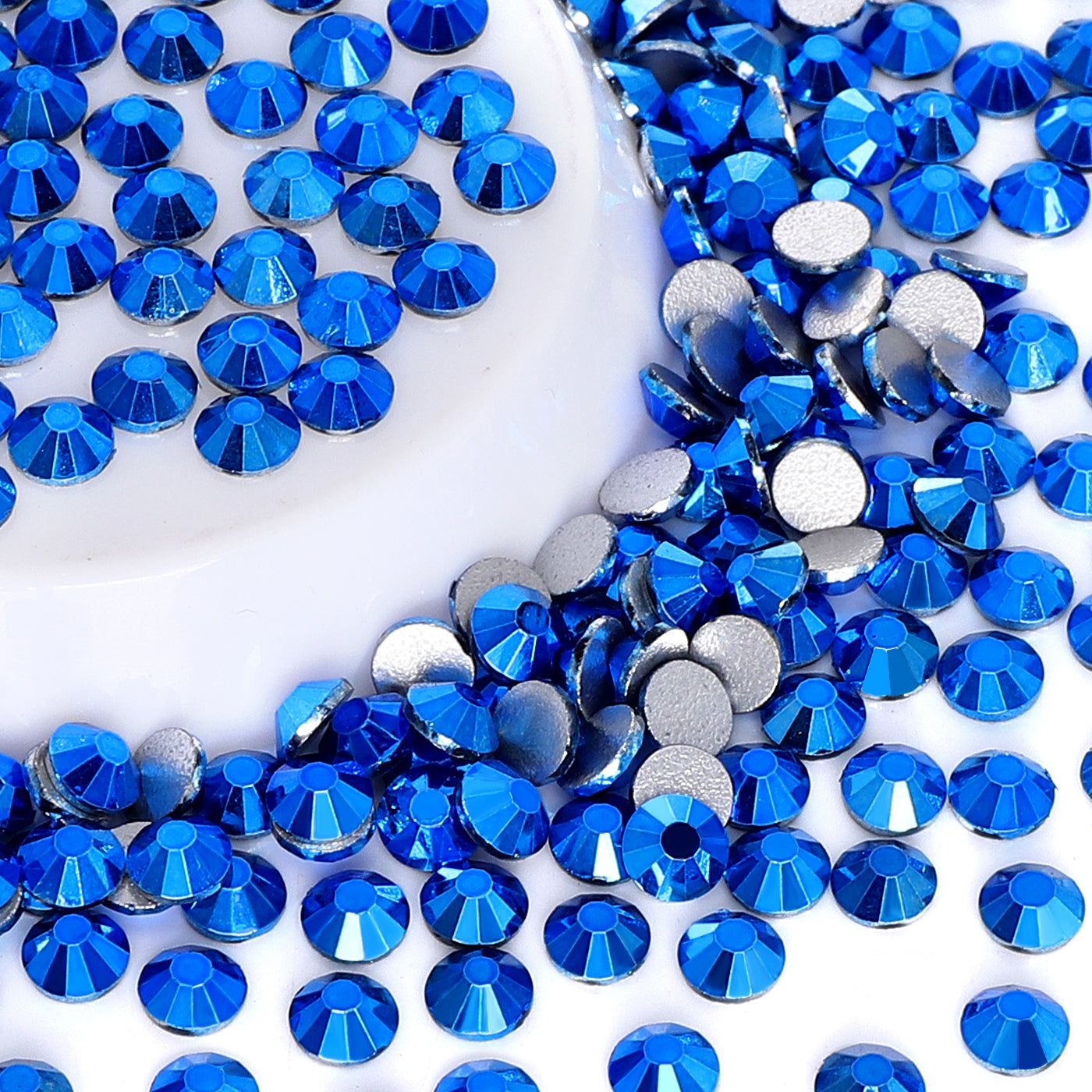 Metallic Capri Blue Glass FlatBack Rhinestones Silver Back WholesaleRhinestone