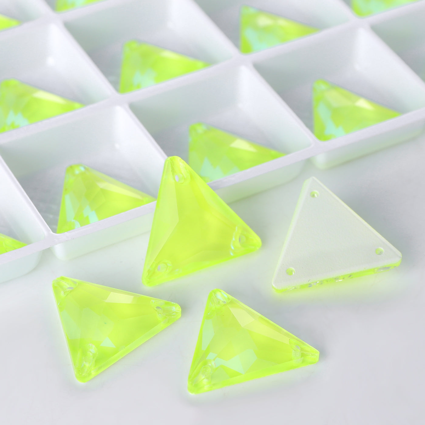 Electric Neon Jonquil Triangle Shape High Quality Glass Sew-on Rhinestones