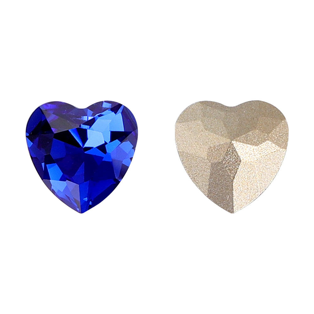 Sapphire Heart Shape High Quality Glass Pointed Back Fancy Rhinestones