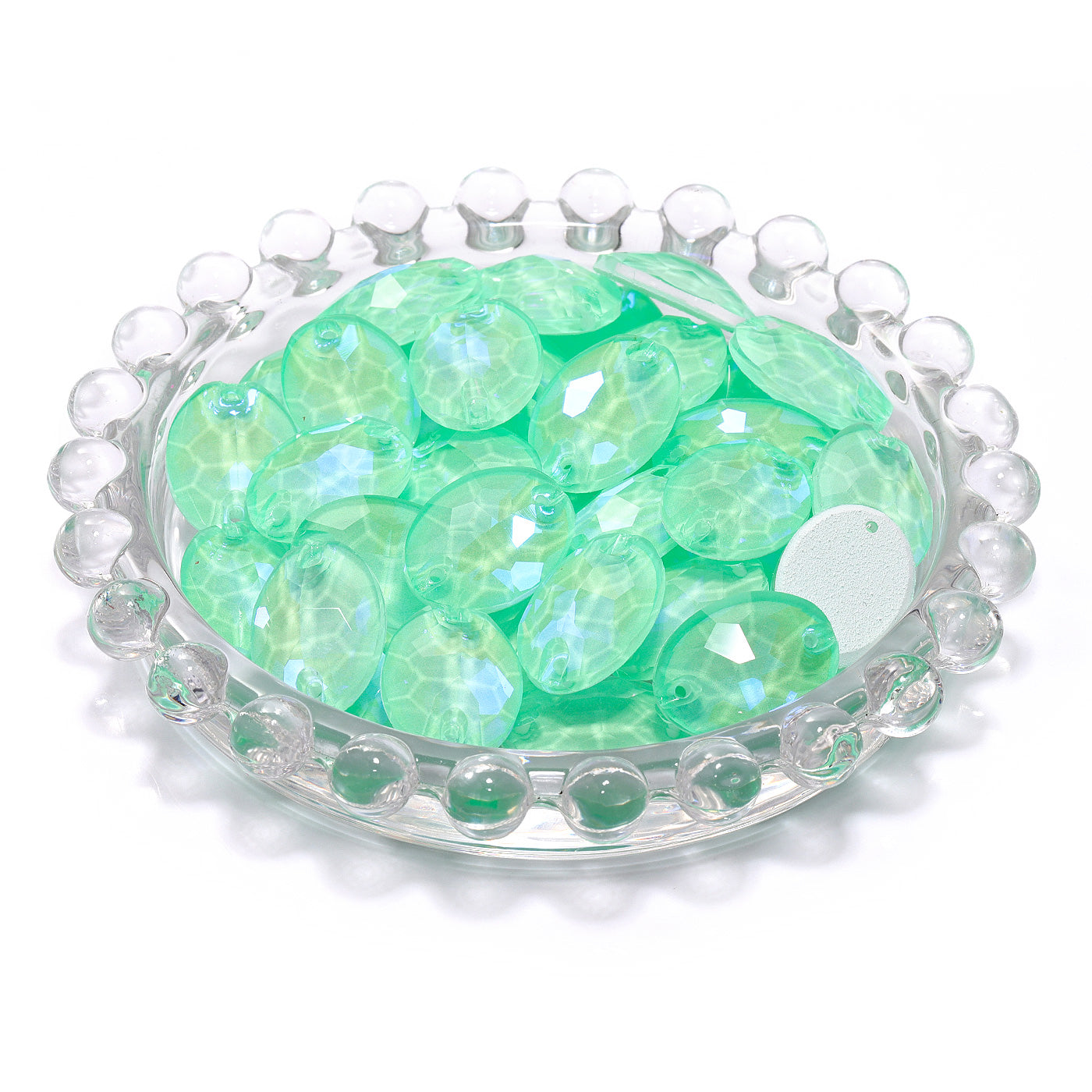 Electric Neon Greenwrap Oval Shape High Quality Glass Sew-on Rhinestones