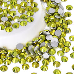 Metallic Lemon Yellow Glass FlatBack Rhinestones Silver Back