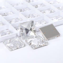 Silver Shade Square Shape High Quality Glass Sew-on Rhinestones