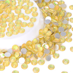 Flashing Desert Yellow Glass FlatBack Rhinestones Silver Back