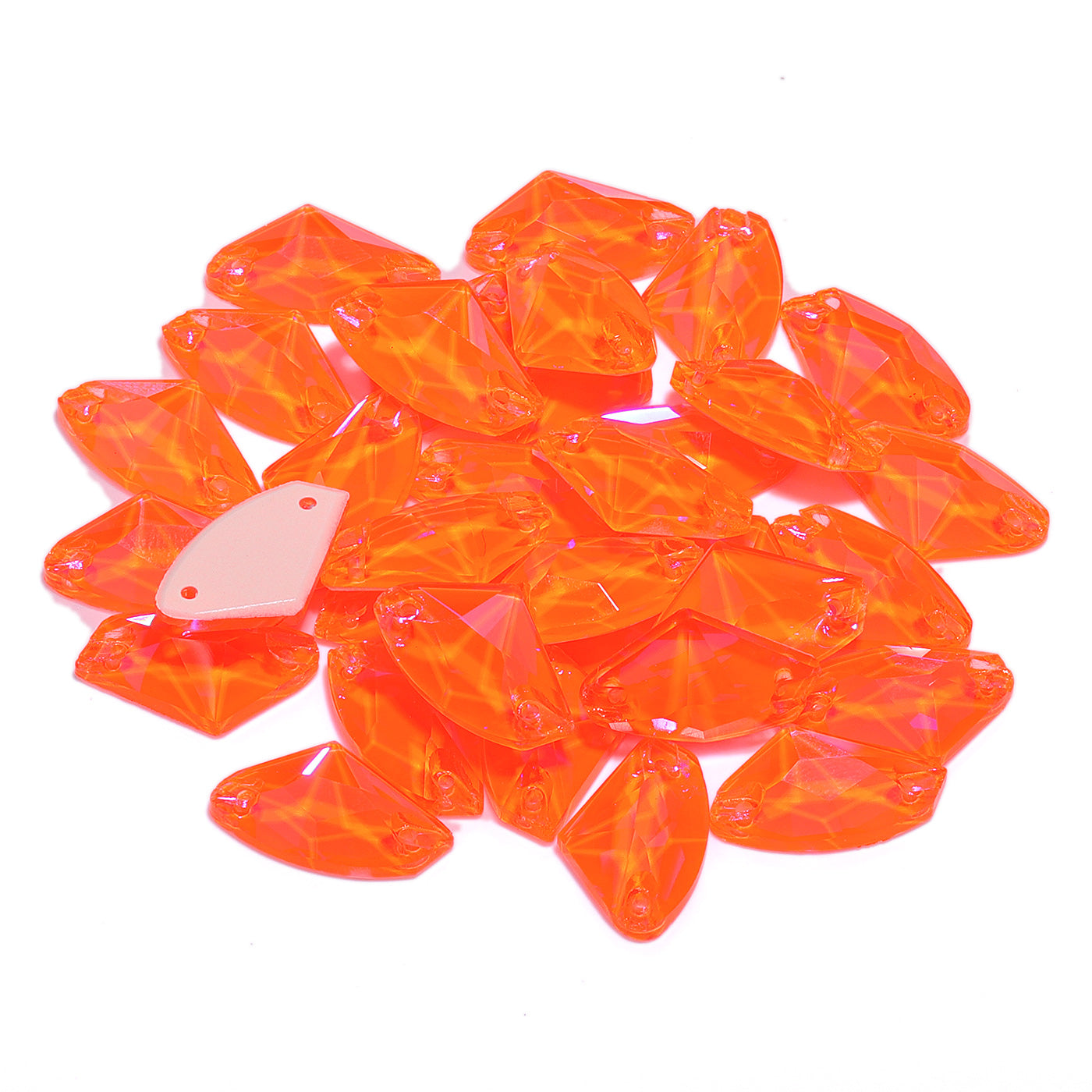 Electric Neon Orange Yellow Galactic Shape High Quality Glass Sew-on Rhinestones