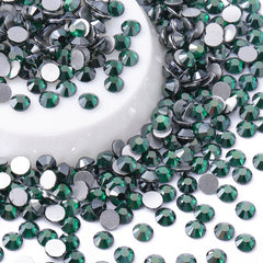 Star Dark Green Glass FlatBack Rhinestones Silver Back