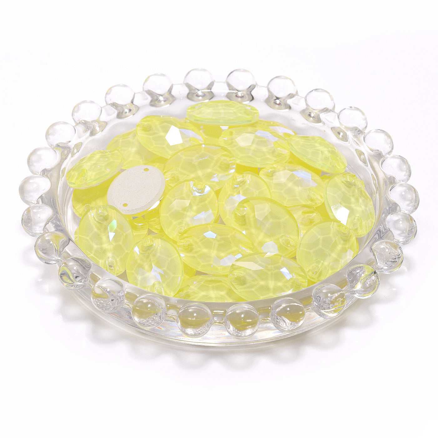 Electric Neon Light Topaz Oval Shape High Quality Glass Sew-on Rhinestones