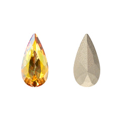 Metallic Sunshine Teardrop Shape High Quality Glass Pointed Back Fancy Rhinestones