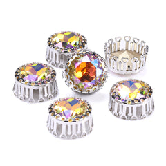 Paradise Shine Gemstone Flower Round Shape High-Quality Glass Sew-on Nest Hollow Claw Rhinestones