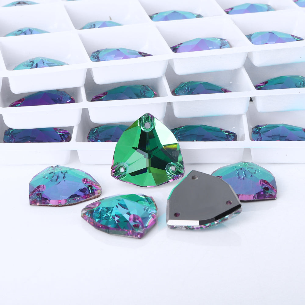 Heliotrope Trilliant Shape High Quality Glass Sew-on Rhinestones