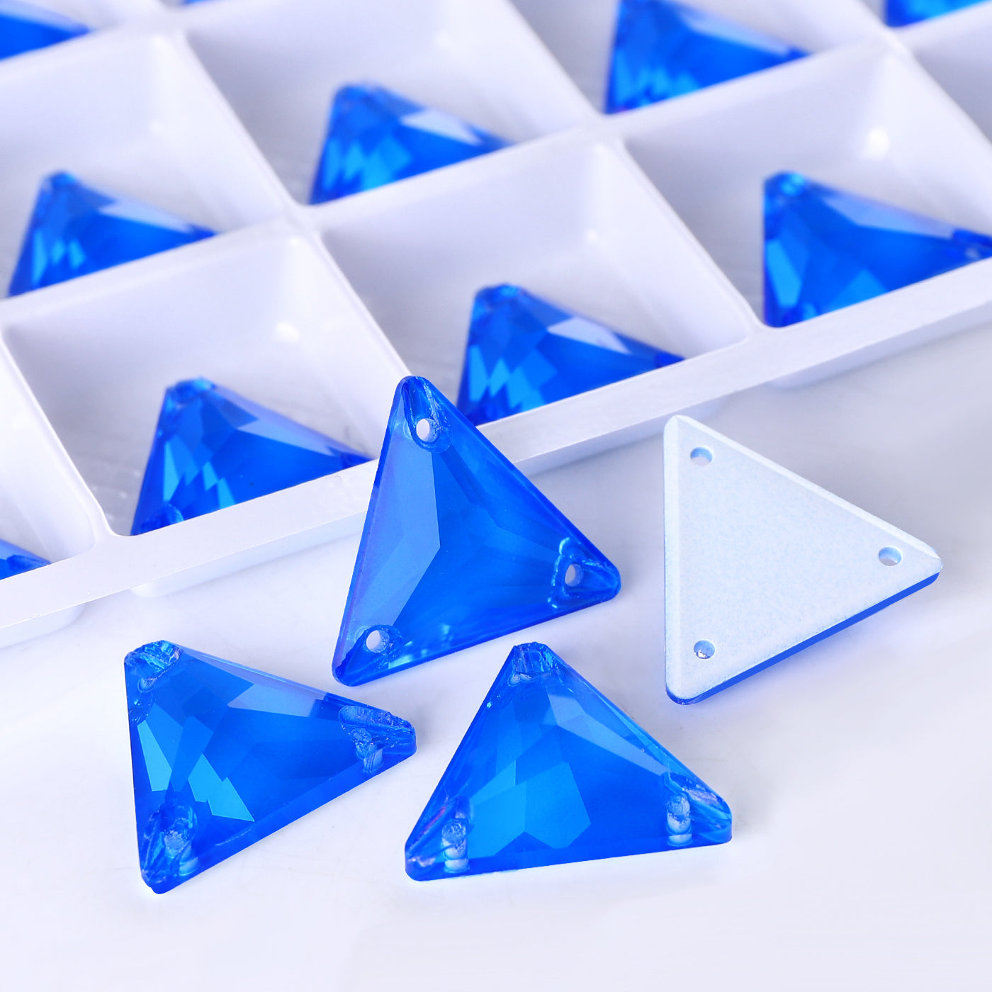 Electric Neon Blue Triangle Shape High Quality Glass Sew-on Rhinestones