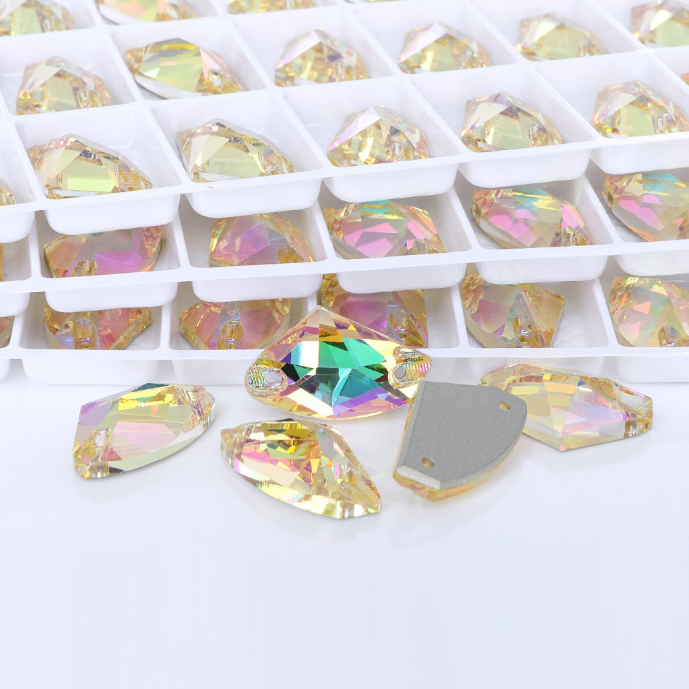 Luminous Green Galactic Shape High Quality Glass Sew-on Rhinestones