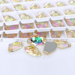 Luminous Green Galactic Shape High Quality Glass Sew-on Rhinestones