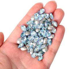 Blue Fairy Pear Shape Glass Pointed Back Fancy Rhinestones