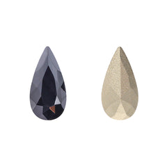 Jet Metallic Silver Teardrop Shape High Quality Glass Pointed Back Fancy Rhinestones