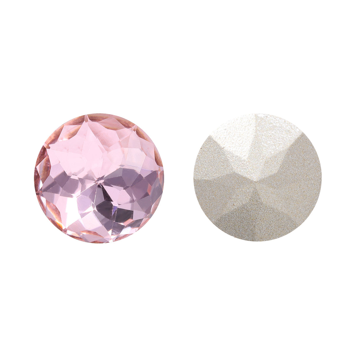 Light Rose Dome Round Shape High Quality Glass Pointed Back Fancy Rhinestones