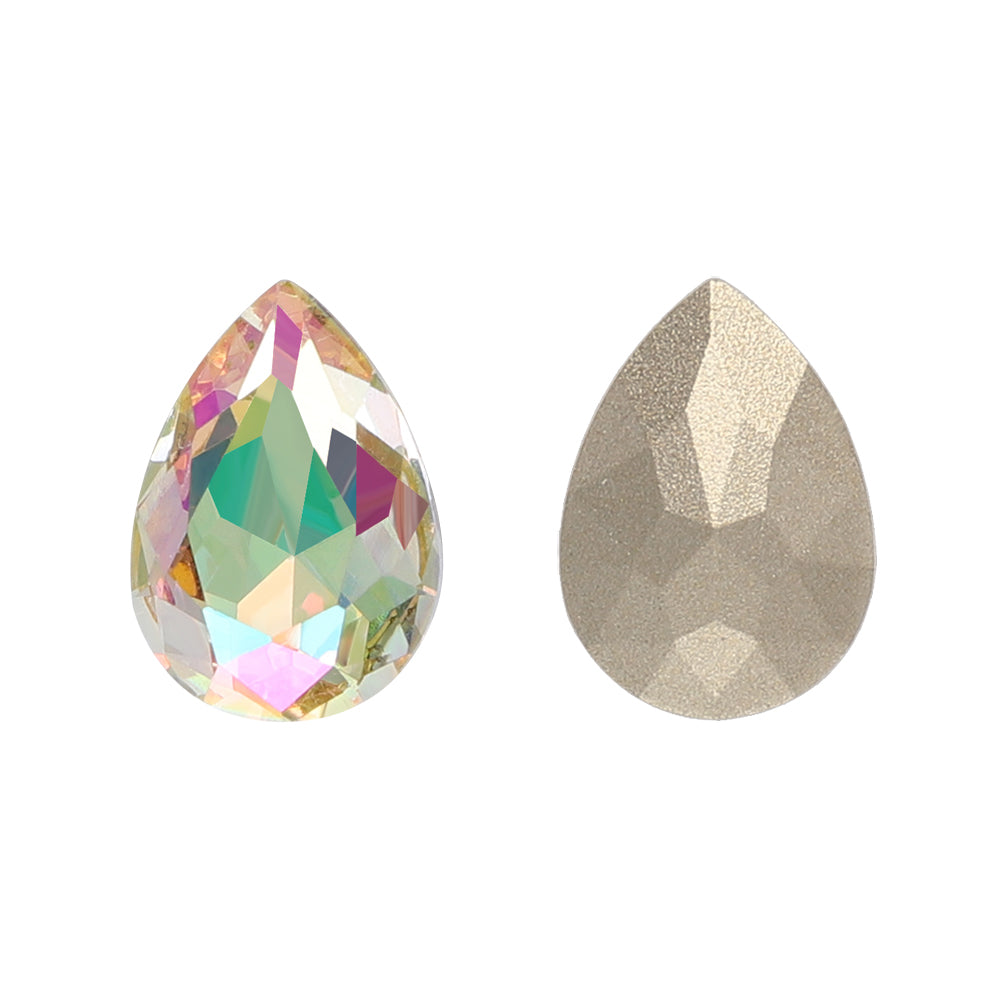 Luminous Green Pear Shape High Quality Glass Pointed Back Fancy Rhinestones