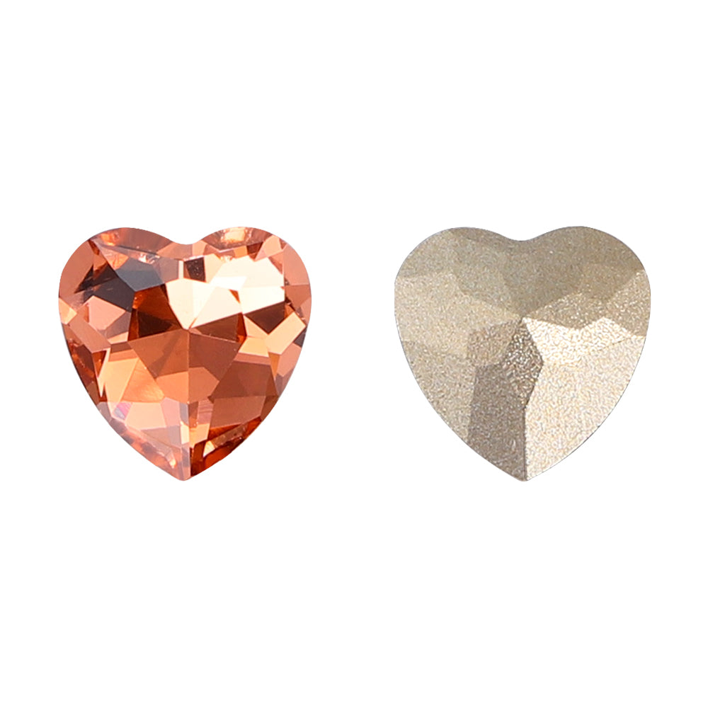 Light Peach Heart Shape High Quality Glass Pointed Back Fancy Rhinestones