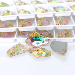 Luminous Green Galactic Shape High Quality Glass Sew-on Rhinestones