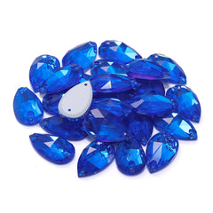 Electric Neon Sapphire Drop Shape High Quality Glass Sew-on Rhinestones