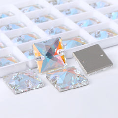 Light Crystal AB Square Shape High Quality Glass Sew-on Rhinestones