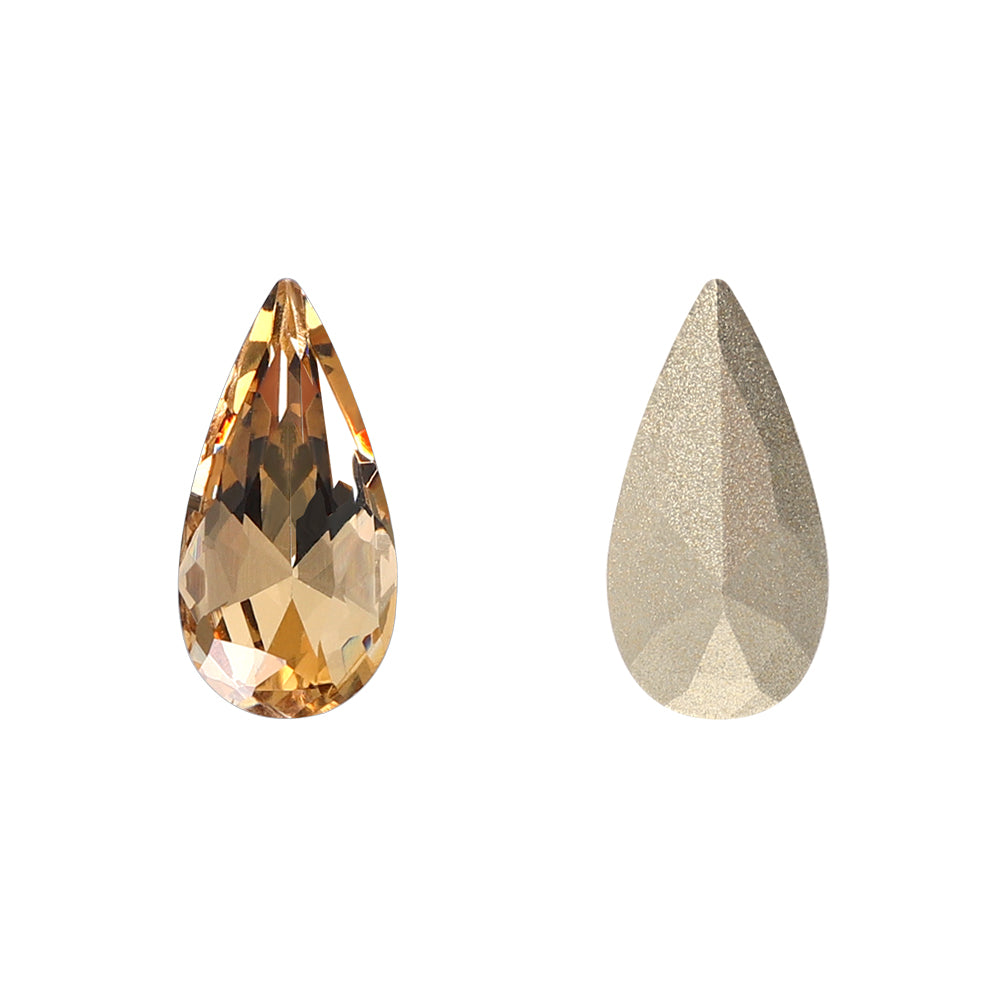 Light Smoked Topaz Teardrop Shape High Quality Glass Pointed Back Fancy Rhinestones