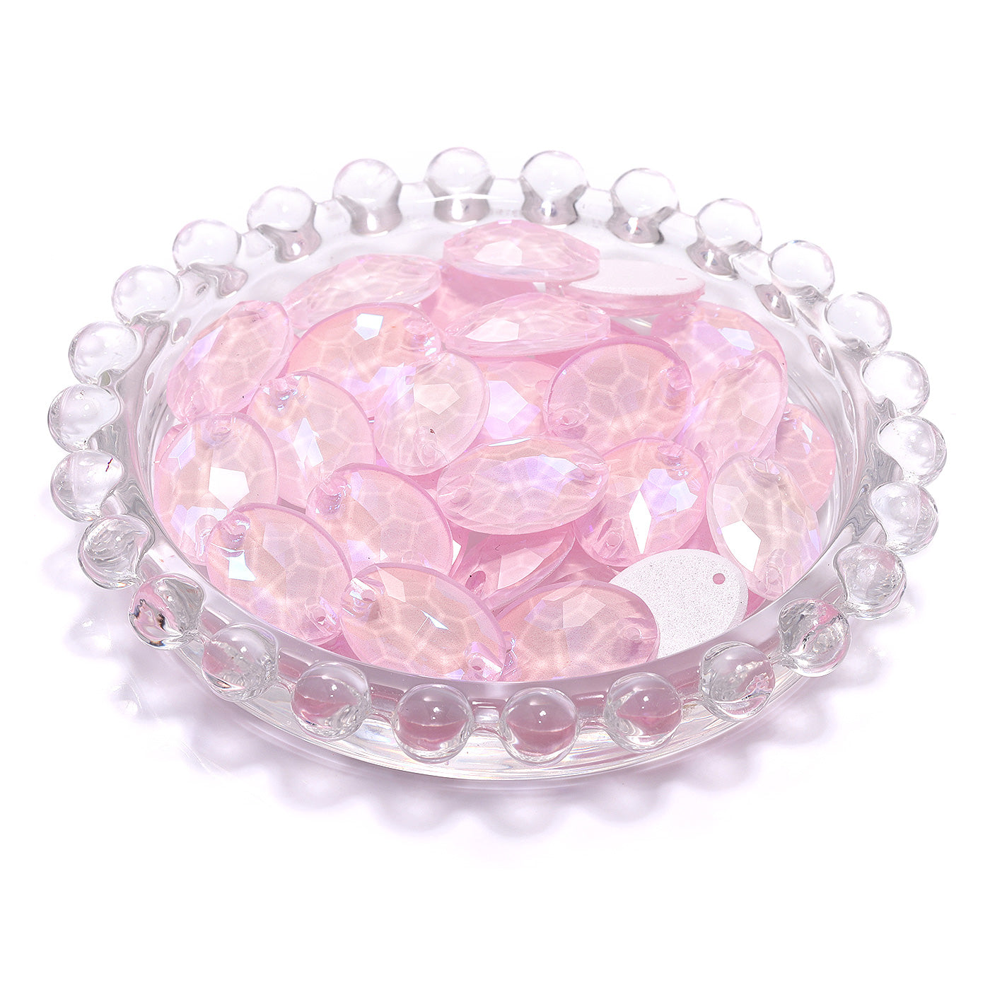 Electric Neon Light Rose Oval Shape High Quality Glass Sew-on Rhinestones
