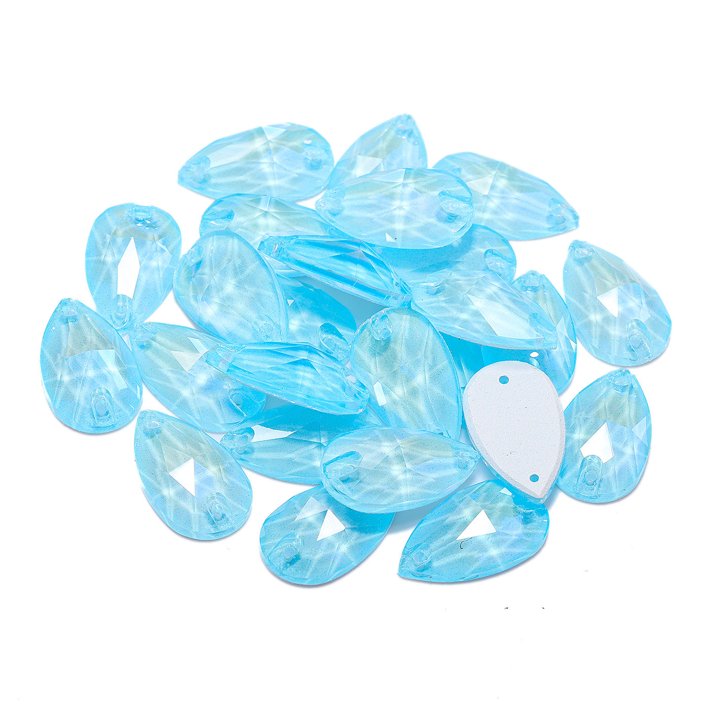 Electric Neon Aquamarine Drop Shape High Quality Glass Sew-on Rhinestones