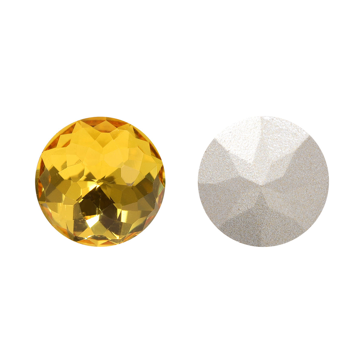 Light Topaz Dome Round Shape High Quality Glass Pointed Back Fancy Rhinestones