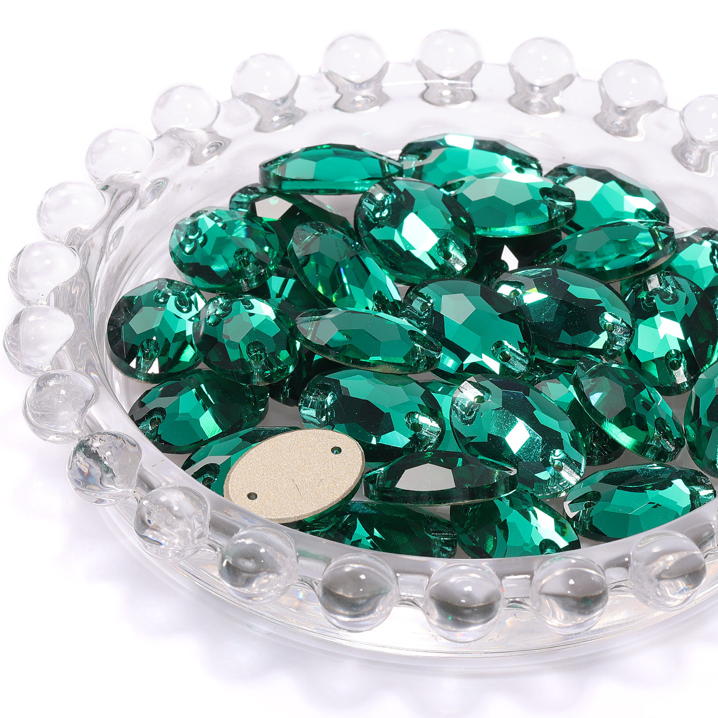 Emerald Oval Shape High Quality Glass Sew-on Rhinestones