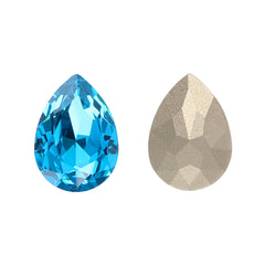 Aquamarine Pear Shape High Quality Glass Pointed Back Fancy Rhinestones