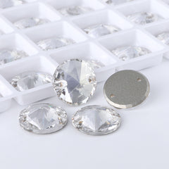 Silver Shade Rivoli  Shape High Quality Glass Sew-on Rhinestones