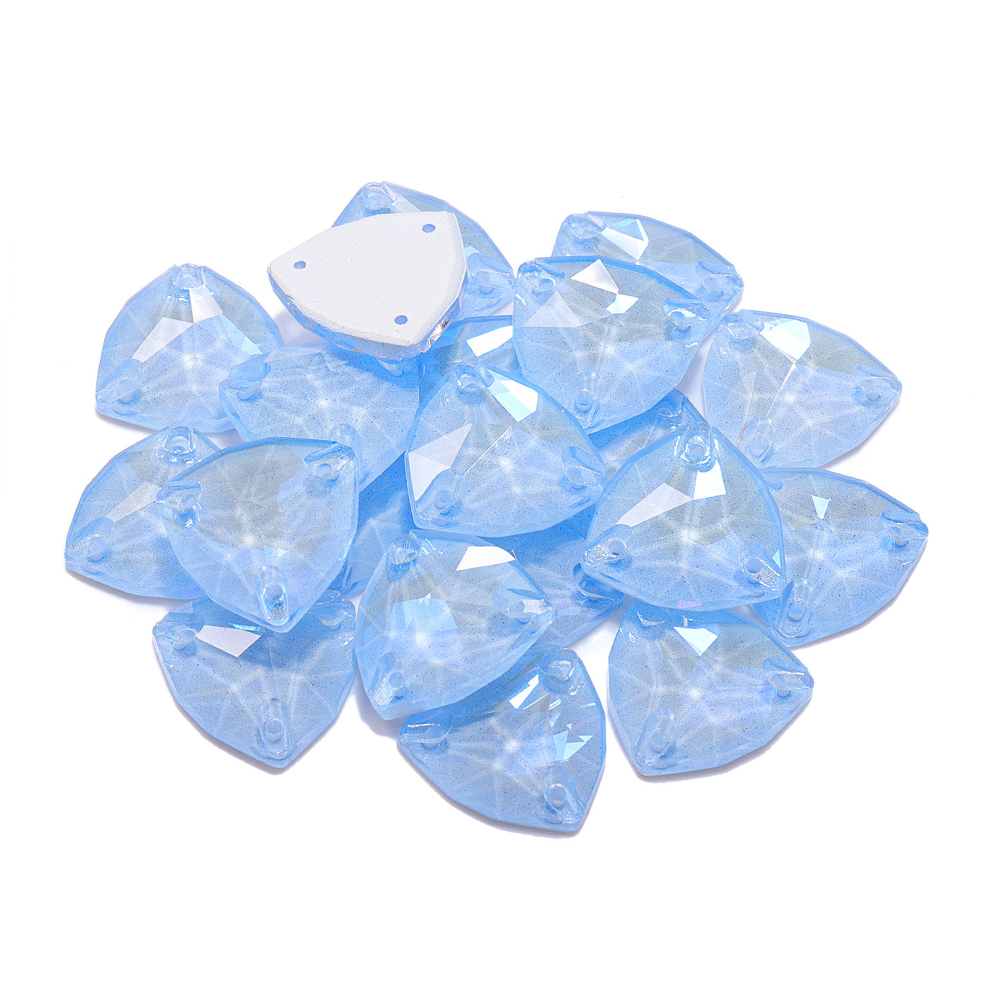 Electric Neon Light Blue Trilliant Shape High Quality Glass Sew-on Rhinestones