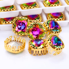 Volcano Cushion Square Shape High-Quality Glass Sew-on Nest Hollow Claw Rhinestones