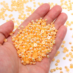 Orange Yellow AB Resin Flat Back Pearls Multi Sizes