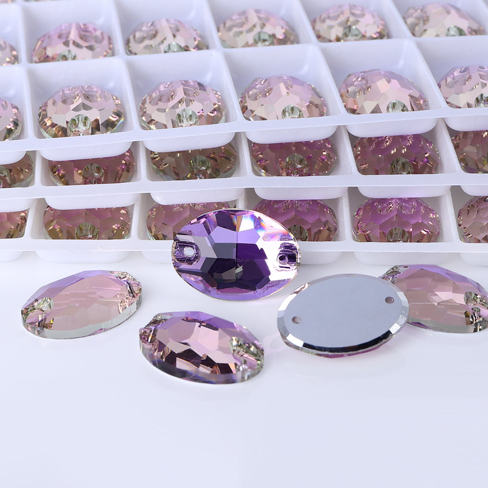 Vitrail Light Oval Shape High Quality Glass Sew-on Rhinestones