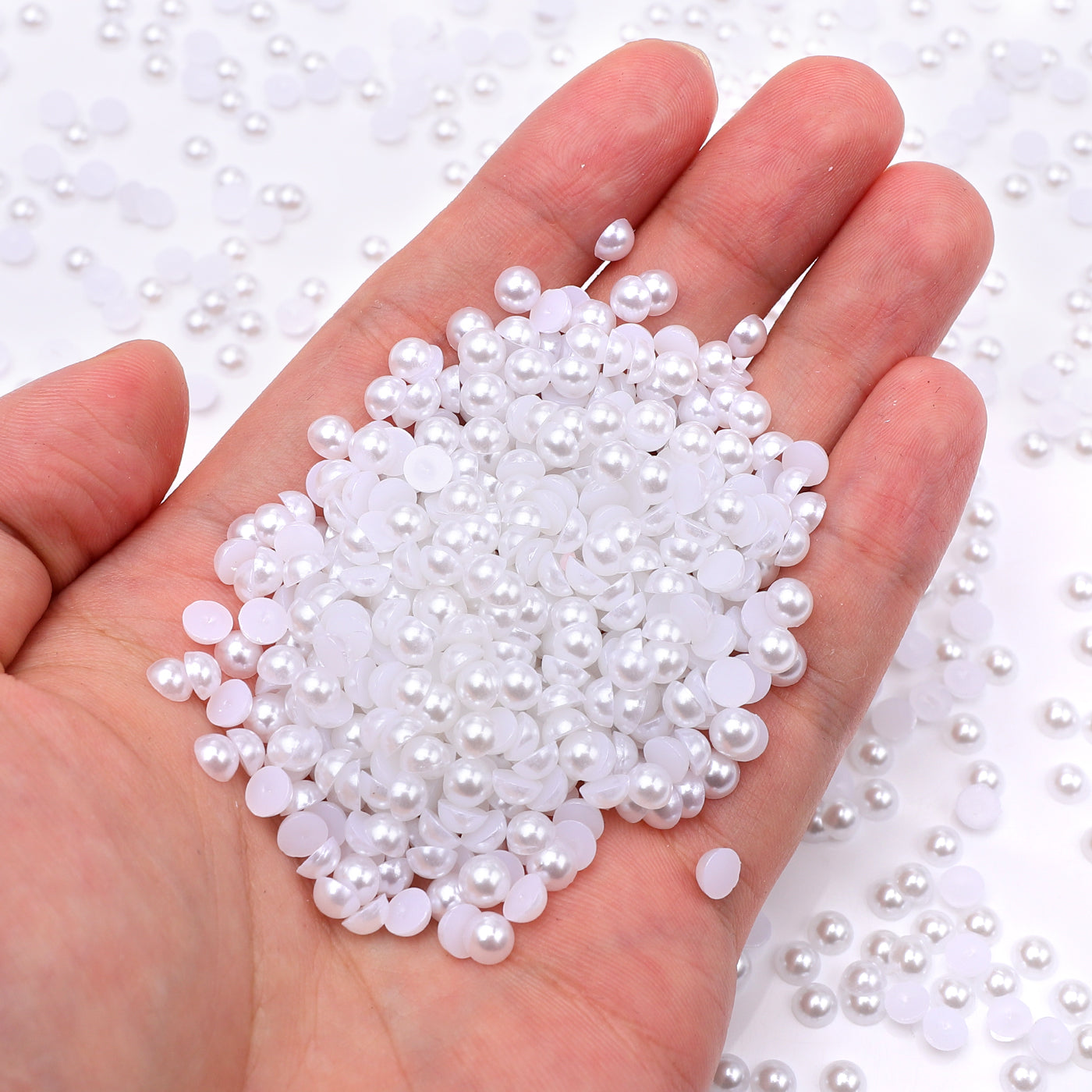 White Resin Flat Back Pearls Multi Sizes