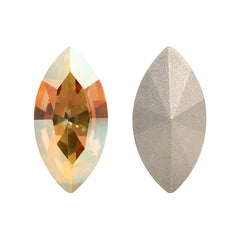 Metallic Sunshine Navette Shape High Quality Glass Pointed Back Fancy Rhinestones