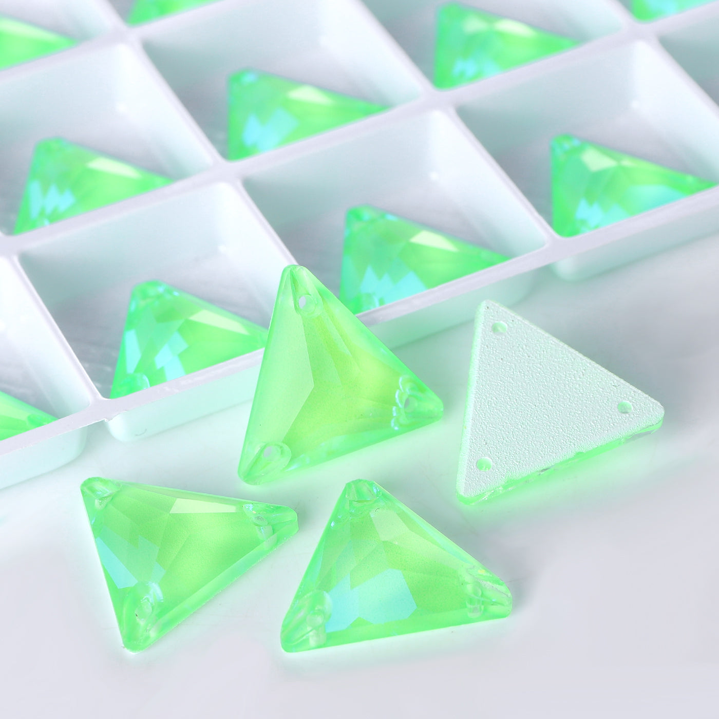 Electric Neon Peridot Triangle Shape High Quality Glass Sew-on Rhinestones