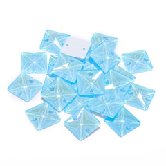 Electric Neon Aquamarine Square Shape High Quality Glass Sew-on Rhinestones