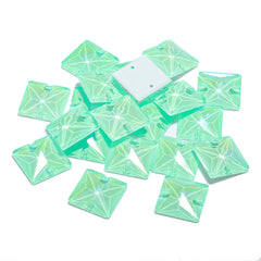 Electric Neon Greenwrap Square Shape High Quality Glass Sew-on Rhinestones